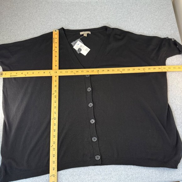 OneA Womens Black Button-Up Cardigan Sweater Button Sleeve Boxy Size Medium NWT - Picture 10 of 15
